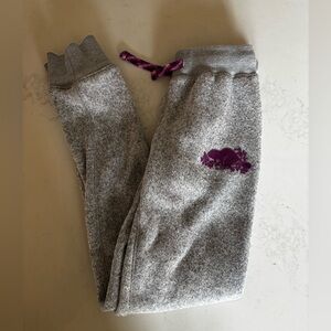 Roots Gray Sweatpants with Purple Logo
